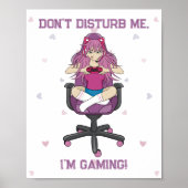 Anime Manga Pink Lila Gamer Girl Poster (Vorne)