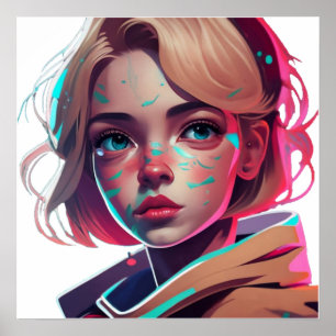 Anime Manga Pop Kunstliebhaber Gesicht Charaktere  Poster