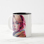Anime Manga Pop Kunstliebhaber Gesicht Charaktere Zweifarbige Tasse (Vorderseite Links)