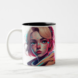 Anime Manga Pop Kunstliebhaber Gesicht Charaktere Zweifarbige Tasse