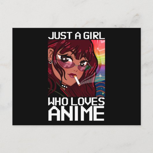 Anime Manga Rauchen Zigarette Nur ein Mädchen Postkarte (Vorderseite)