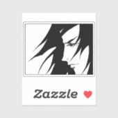 Anime Manga-Zeichen schwarz und weiß Aufkleber (Blatt)