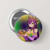 Anime Mardi Gras King cake Button (Vorne & Hinten)