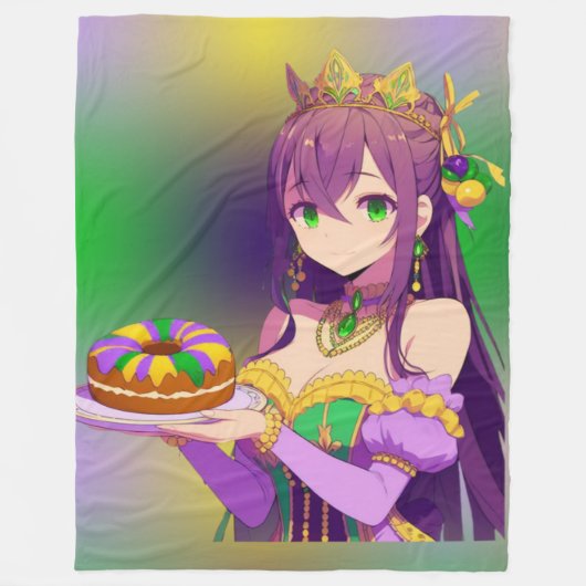 Anime Mardi Gras King cake Fleecedecke (Vorderseite)