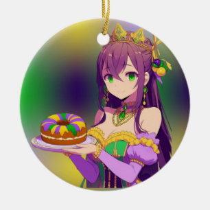 Anime Mardi Gras King cake Keramik Ornament
