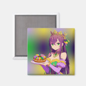 Anime Mardi Gras King cake Magnet (Vorderseite/Rückseite)
