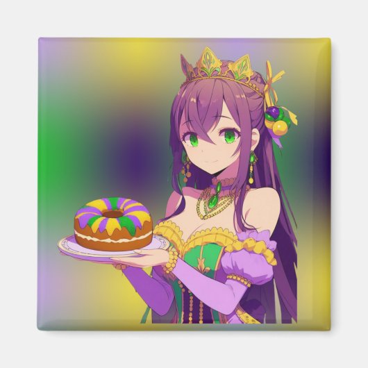 Anime Mardi Gras King cake Magnet (Vorne)