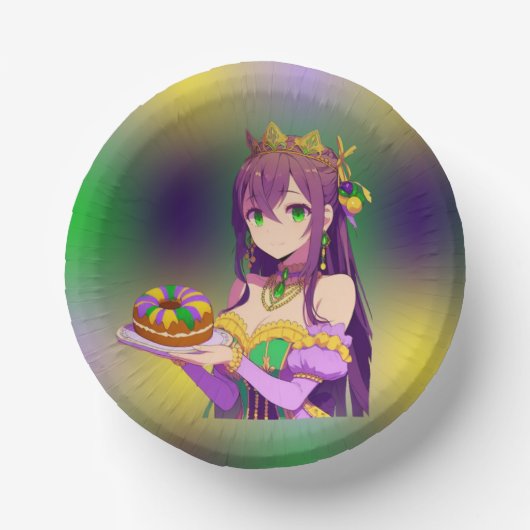 Anime Mardi Gras King cake Pappteller (Vorderseite)