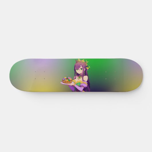 Anime Mardi Gras King cake Skateboard (Horizontal)