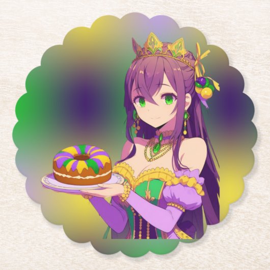 Anime Mardi Gras King cake Untersetzer (Vorderseite)