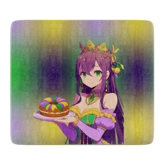 Anime Mardi Gras King Kuchen Schneidebrett (Vorderseite)