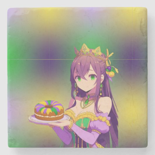 Anime Mardi Gras King Kuchen Steinuntersetzer (Vorderseite)