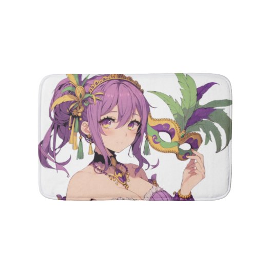Anime Mardi Gras Maske Badematte (Vorderseite)
