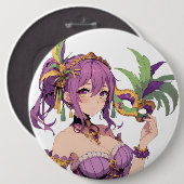 Anime Mardi Gras Maske Button (Vorne & Hinten)