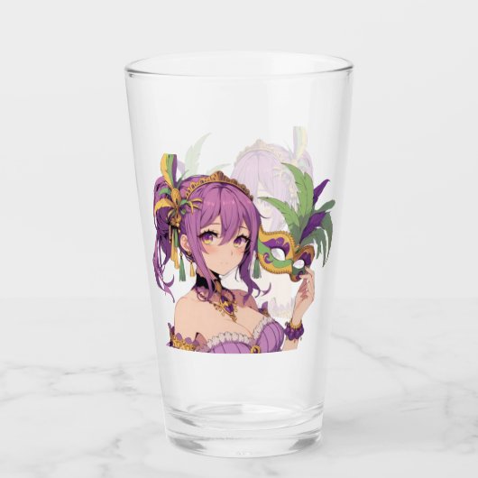 Anime Mardi Gras Maske Glas (Vorderseite)