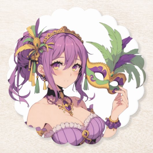 Anime Mardi Gras Maske Untersetzer (Vorderseite)