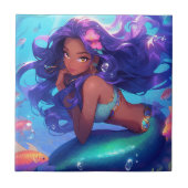 Anime Mermaid Girl Fantasy Art Fliese (Vorderseite)