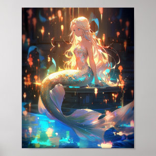 Anime Mermaid Girl Fantasy Art Poster