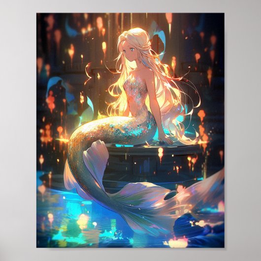 Anime Mermaid Girl Fantasy Art Poster (Vorne)