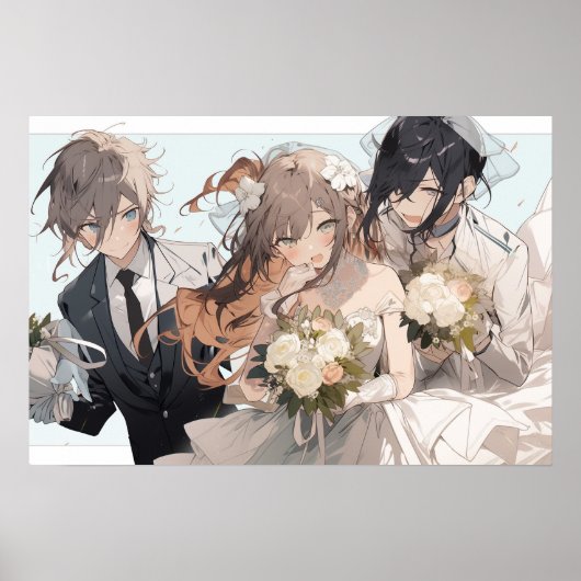 Anime MFM Polyamore Triad Hochzeit Poster (Vorne)