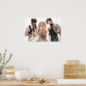 Anime MFM Polyamore Triad Hochzeit Poster (Küche)
