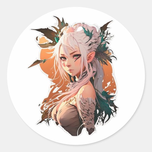 Anime Miroko Art Stiker Runder Aufkleber (Vorderseite)