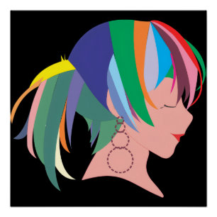 Anime mit farbenfrohem Haar Poster