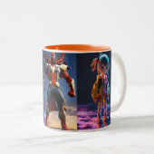 Anime mit schwarzen und Gary-Tattoos Zweifarbige Tasse (VorderseiteRechts)