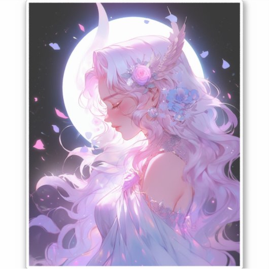 Anime Moon Princess Fantasy Art Aufkleber (Vorderseite)