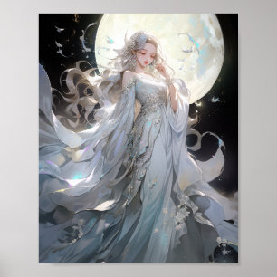 Anime Moon Princess Fantasy Art Poster