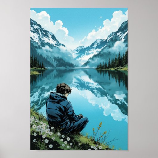 Anime Mountain Lake Serenity Wall Art Poster (Vorne)