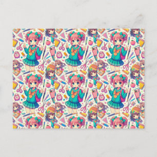Anime-Muster Postkarte