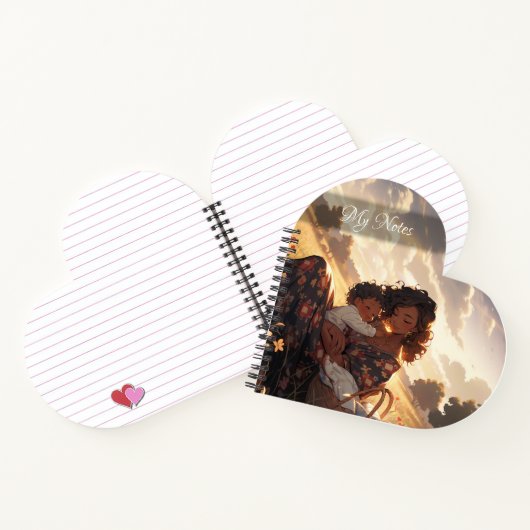 Anime Mutter auf der Morgenwiese Herz Notizblock (Innenseite)