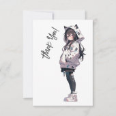 Anime Neko Kawaii Girl Charakter Dankeskarte (Vorderseite)