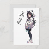 Anime Neko Kawaii Girl Charakter Dankeskarte (Vorne/Hinten)