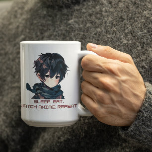 Anime niedlich Boy Sprichwort Anime Eat Sleep Wied Kaffeetasse