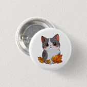 Anime niedlich Cat Herbstlaubs Button (Vorne & Hinten)