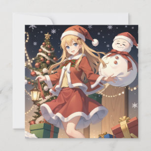Anime niedliche GirGirGirGirliWeihnachtsferien Feiertagskarte