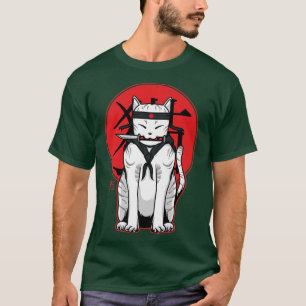 Anime Ninja Cat Samurai Japanisch Kawaii Ästhetik  T-Shirt