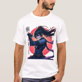 Anime Ninja Girl mit Katana- Epic Samurai Warrior T-Shirt