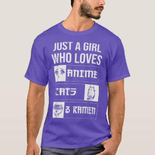 Anime nur ein Mädchen, das anime Katzen und Ramen  T-Shirt