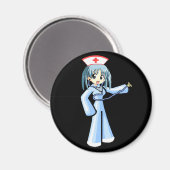 Anime Nurse mit Stethoskop und blauer Uniform Magnet (Vorderseite/Rückseite)