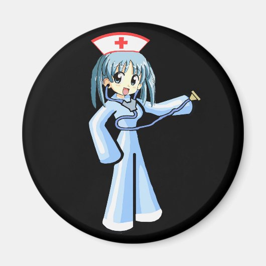 Anime Nurse mit Stethoskop und blauer Uniform Magnet (Vorne)