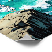 Anime Ocean Cliff Breeze Wall Art Poster (Ecke)