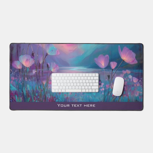 Anime Ocean Kawaii Fantasy Night Sky Floral Glow Schreibtischunterlage (Tastatur & Maus)