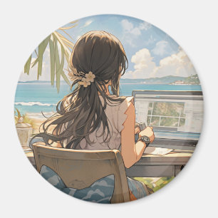 Anime Office am Meer Magnet