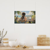 Anime Office am Meer Poster (Küche)
