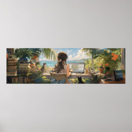 Anime Office am Meer - Ultra wide Poster