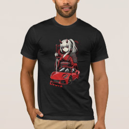Anime-Oni-Mädchen-mit-rotem-Sportwagen-T-Shirt T-Shirt