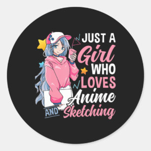 Anime Otaku schenke nur ein Mädchen, das Anime und Runder Aufkleber